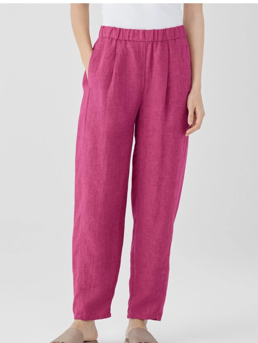 Eileen Fisher Organic Linen Delave Lantern Pant. Easy Fit, Ankle Length.